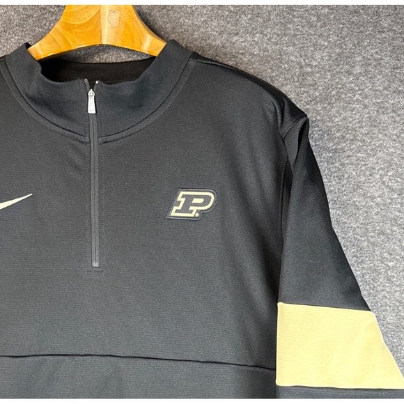 Nike Purdue Boilermakers Dri-Fit 3/4 Zip Pullover Men XXL Black On field Jacket - Picture 2 of 12